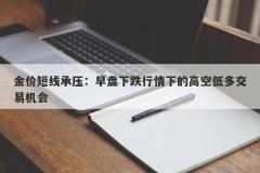 金价短线承压：早盘下跌行情下的高空低多交易机会